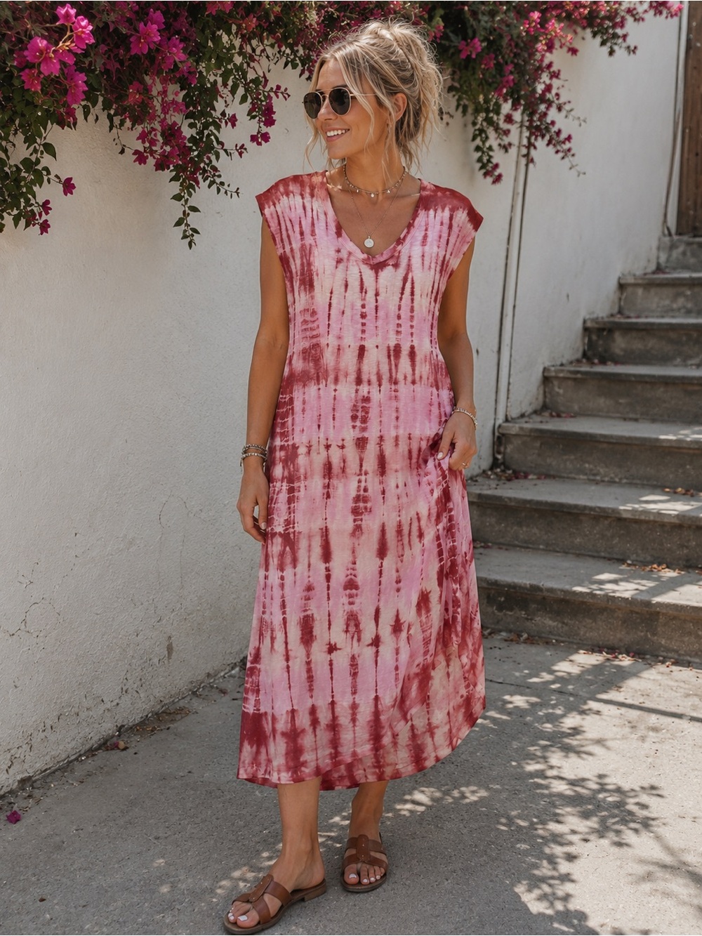 Fun tie-dye maxi— Sleeveless Boho dress
